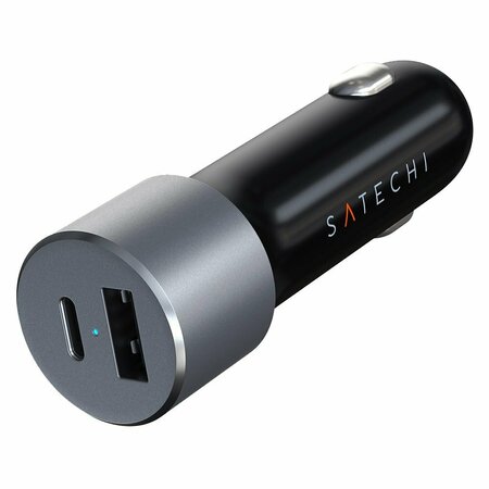 SATECHI 72w Usb C Pd And Usb A Dual Port Car Charger, Space Gray ST-TCPDCCM